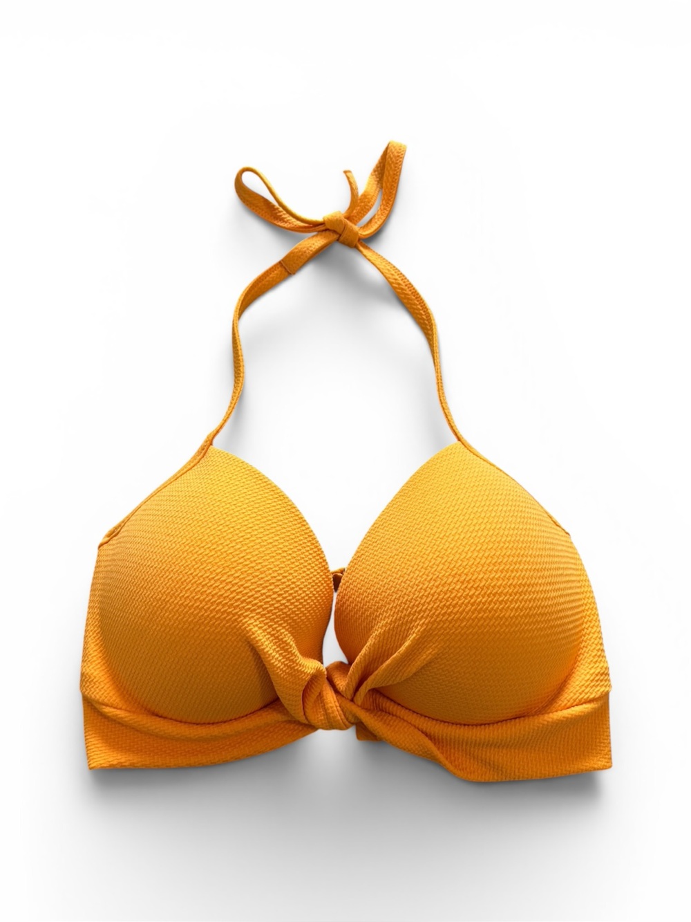 Shade & Shore Yellow Textured Halter Bikini Top. NWOT